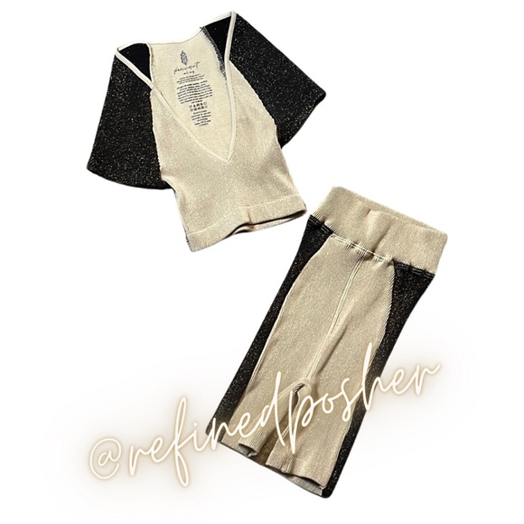 Free People Movement Rise and Shine Set size M/L NEW Champagne Combo - Picture 2 of 9